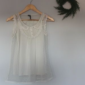 Maurices Lace Tank with Peter Pan Collar